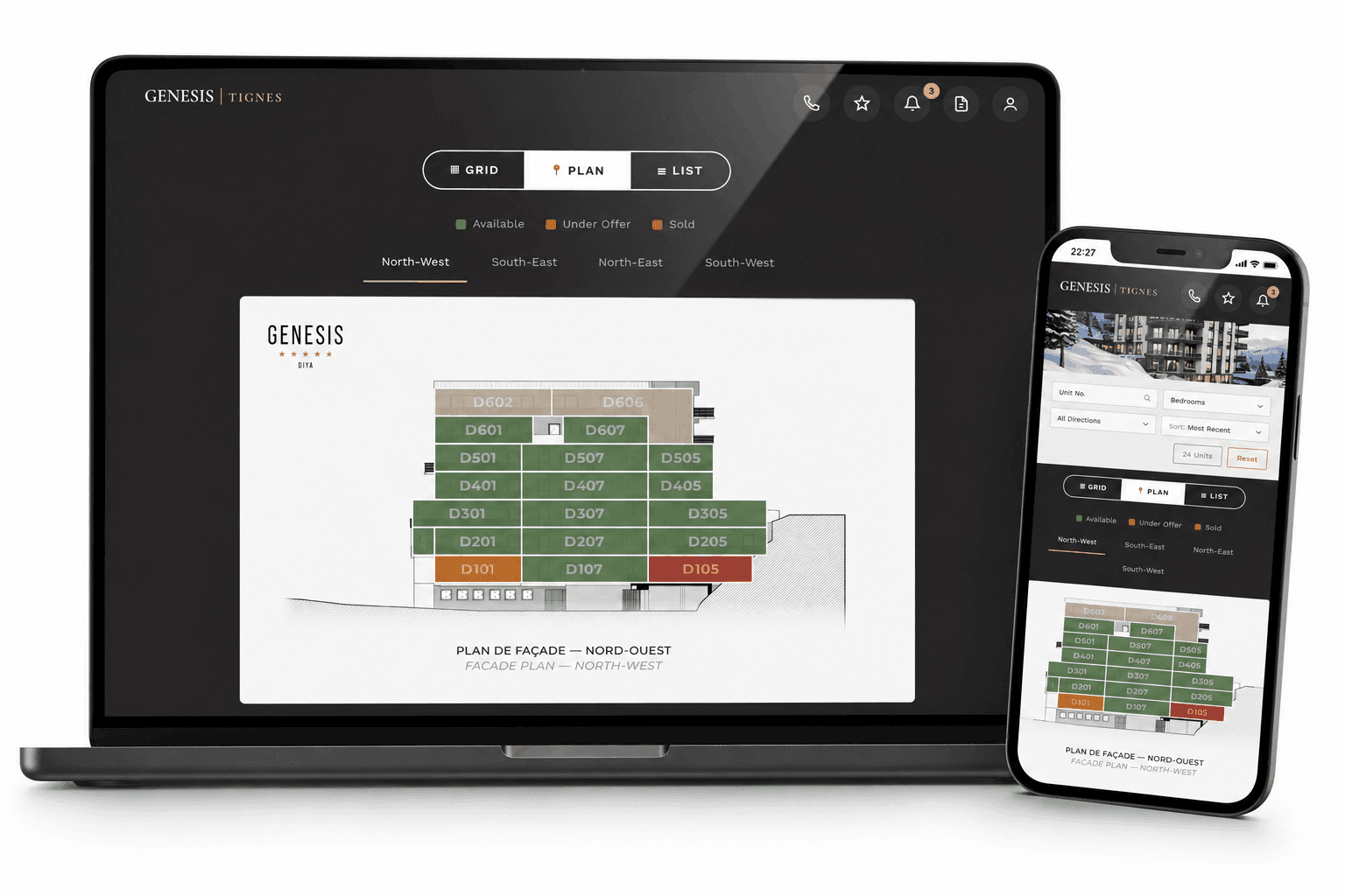 Geneis Building Façade - Devices Mockup